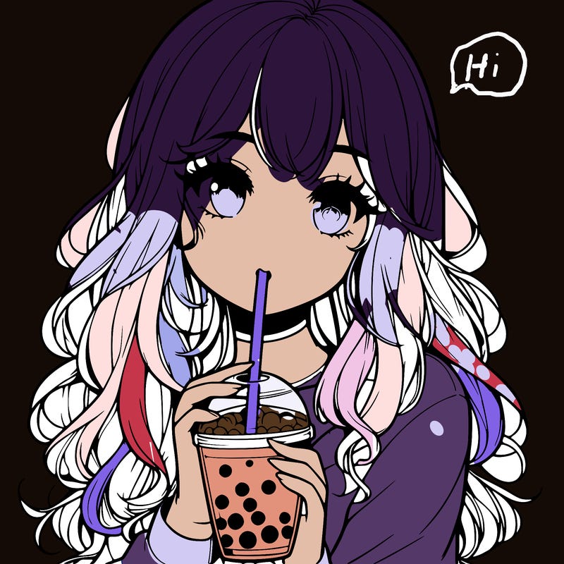 realistic girl drink a boba