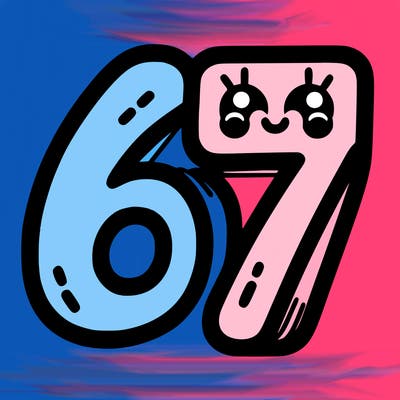 the numbers 67
