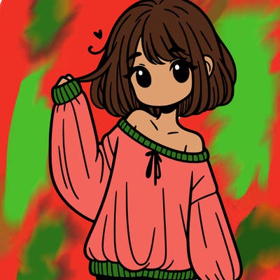 girl in baggy sweater hanging off her shoulder