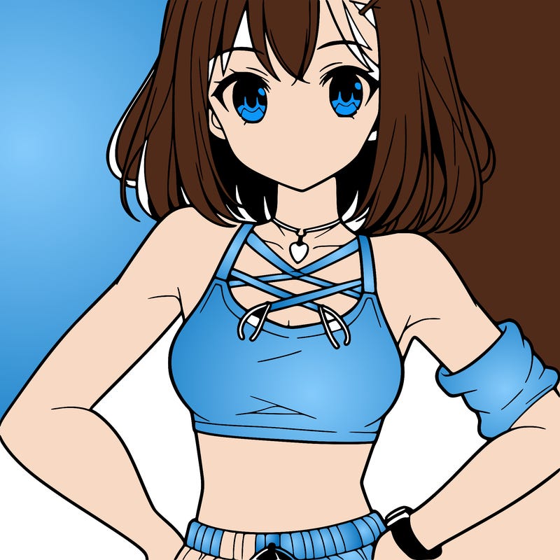 anime girl wearing crop top