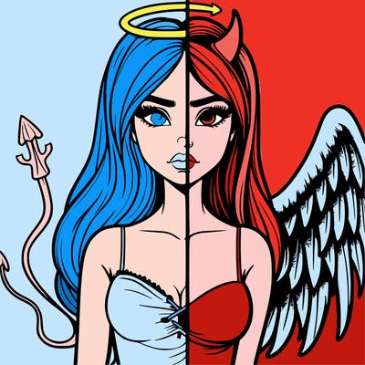 devil vs angel realistic girl