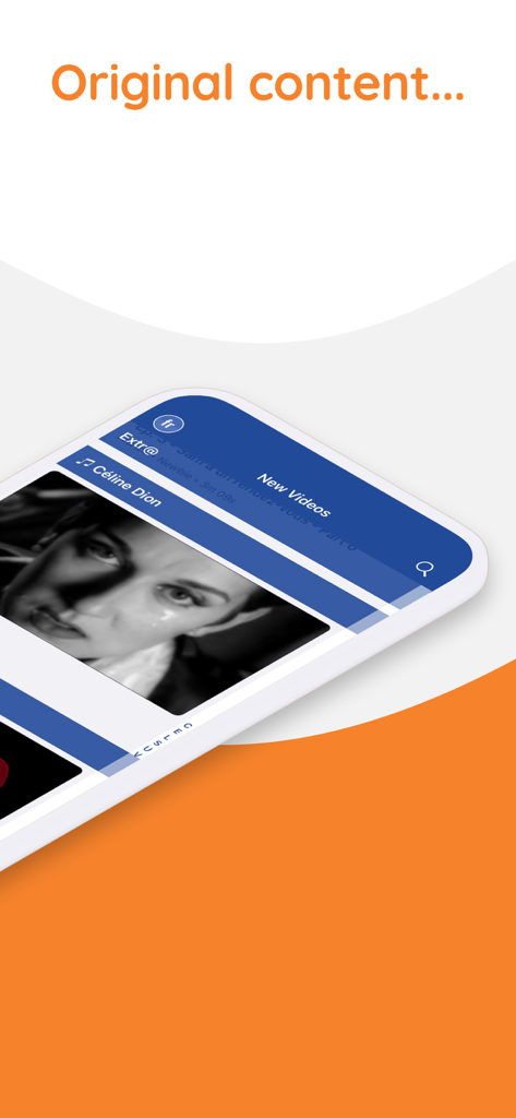 Yabla French - Yabla French app interface showing a library of original videos including Celine Dion music