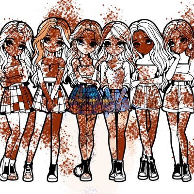 a group of girls realistic