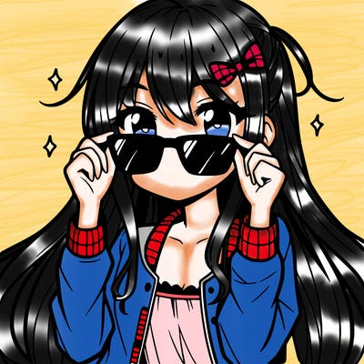 anime girl wearing sunglasses