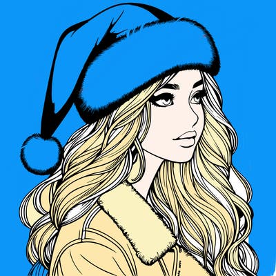 realistic girl in santa hat