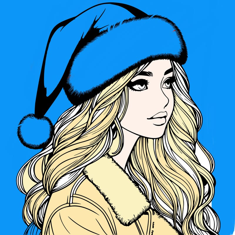 realistic girl in santa hat