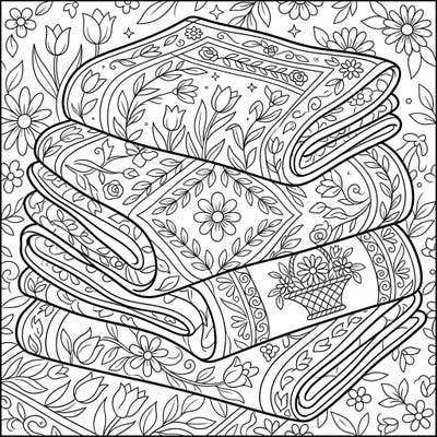 Immerse yourself in the comforting world of our Spring Quilts coloring page, bursting with intricate floral designs. This beautiful illustration captures the essence of spring's renewal, perfect for a relaxing coloring session.