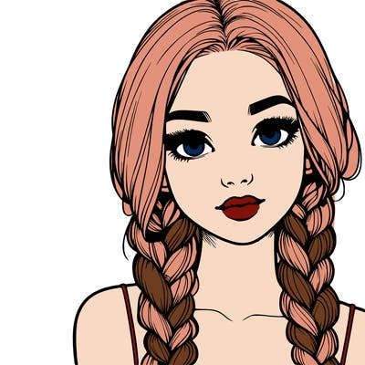 realistic girl with braids