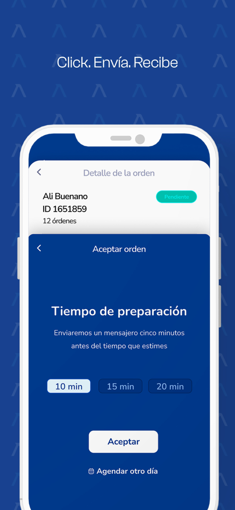 ASAP Merchant - ASAP Merchantアプリのインターフェース。ビジネスオーナーが注文を受け付け、準備時間を選択できます。