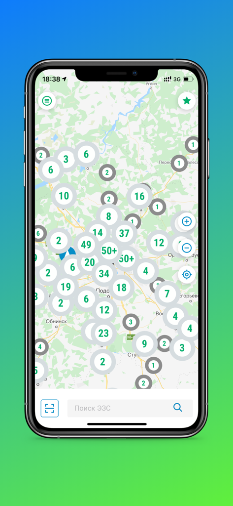 Volt EV - Map view showing numerous electric vehicle charging station locations within the Volt EV app