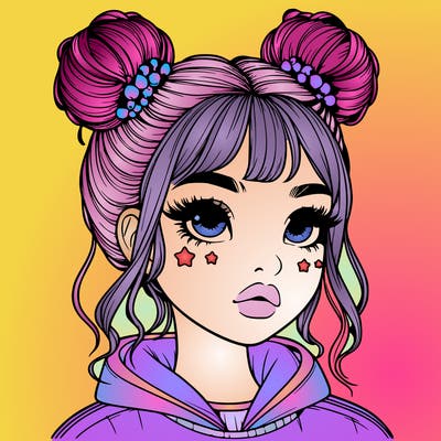 realistic girl with space buns