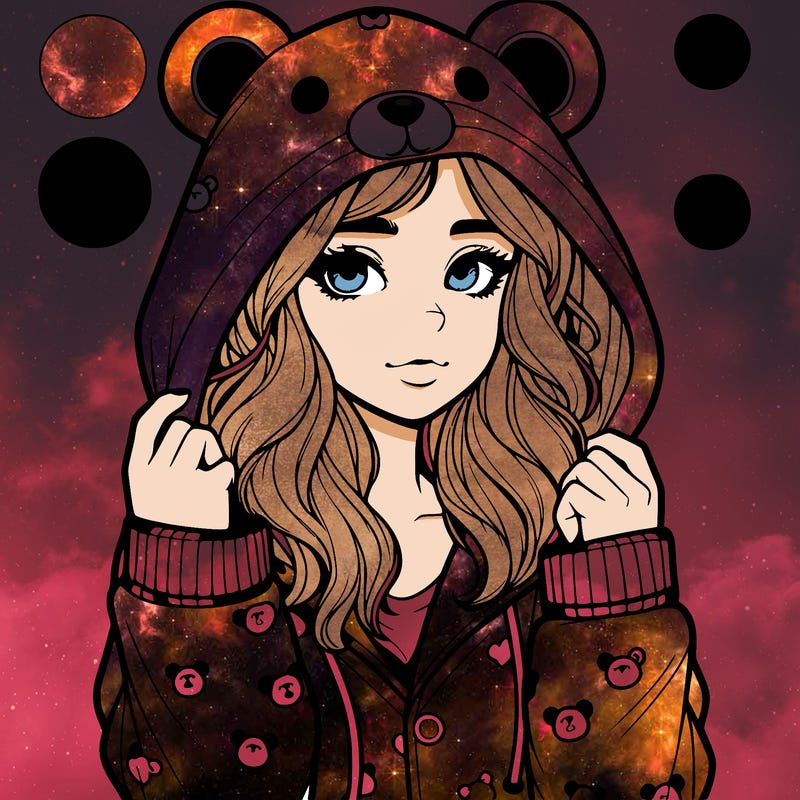 realistic girl in a animal pjs hoodie