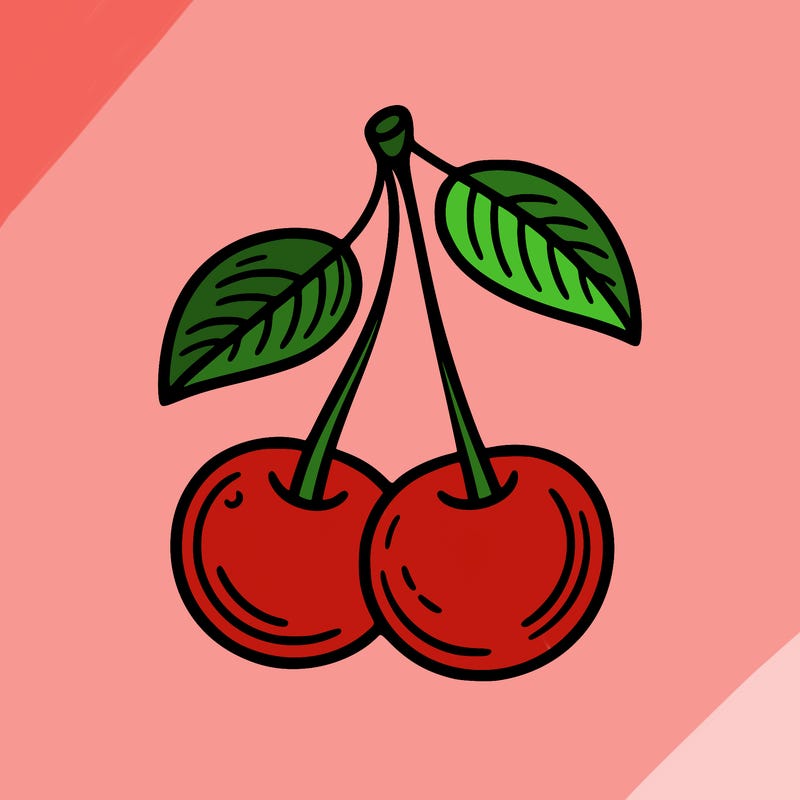 cherry, line art simple