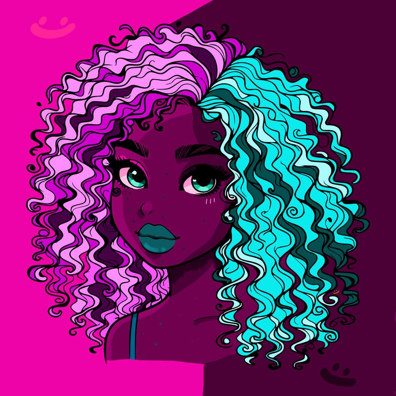 girl with curly hair realistic