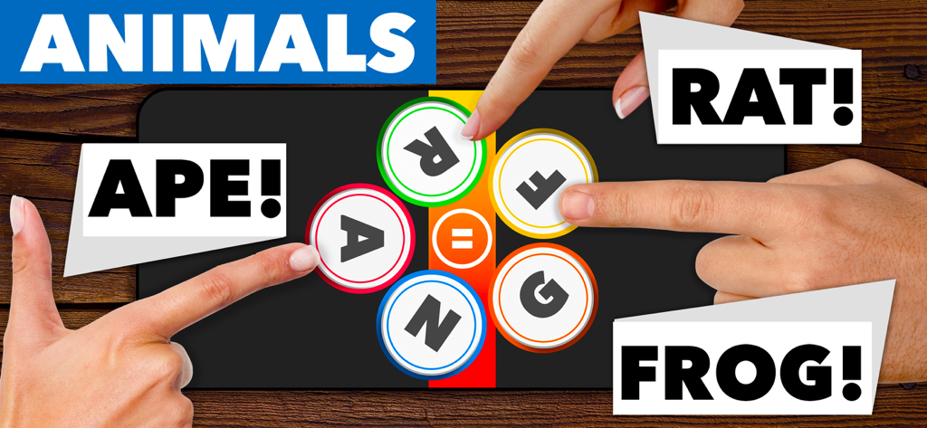 Categories game with friends - 動物カテゴリーでマルチプレイヤーワードゲームをプレイする友人たち