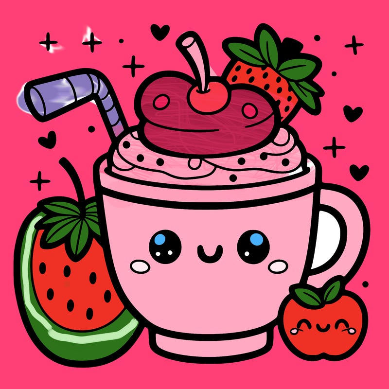 cute little smoothie in cup with fruit
