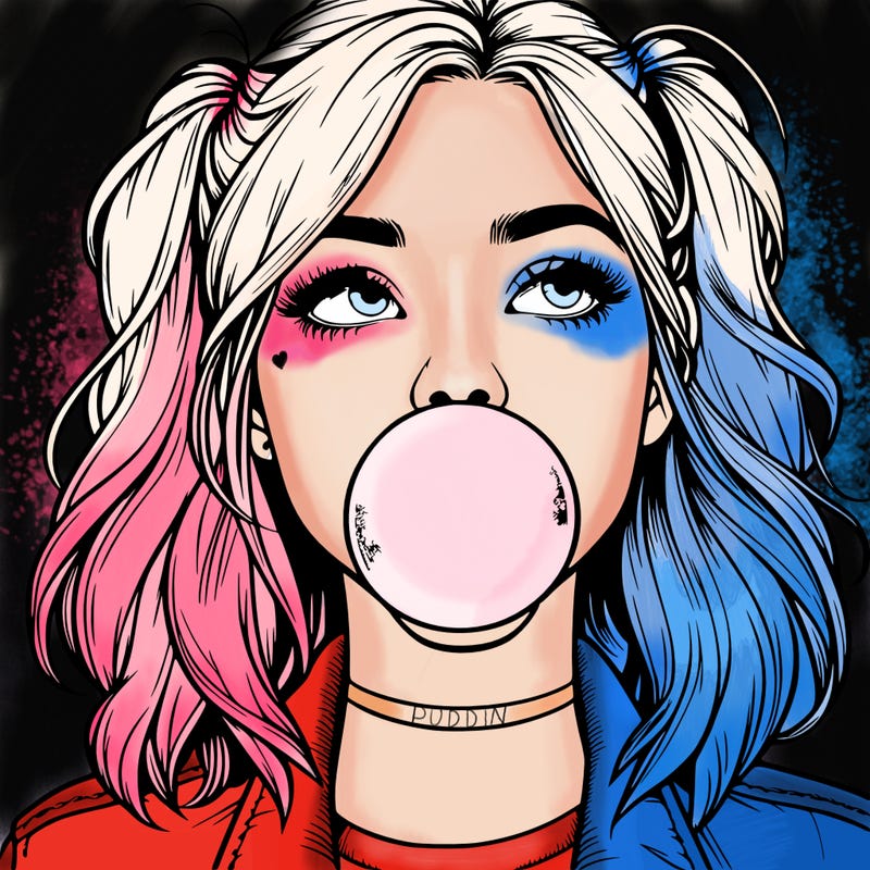 realististic girl blowing bubble -gum