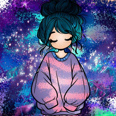 girl with baggy sweatshirt and messy bun