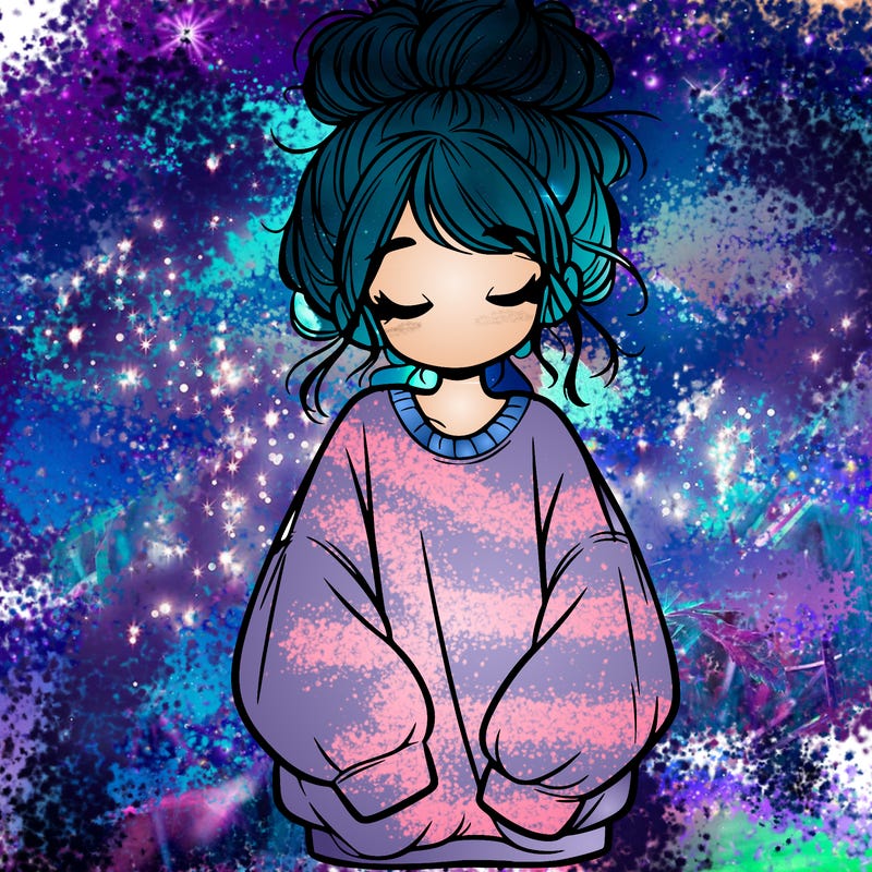 girl with baggy sweatshirt and messy bun