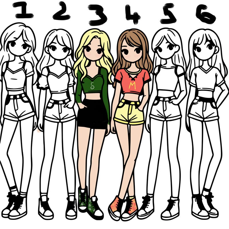 a group of girls wearing crop tops and shorts