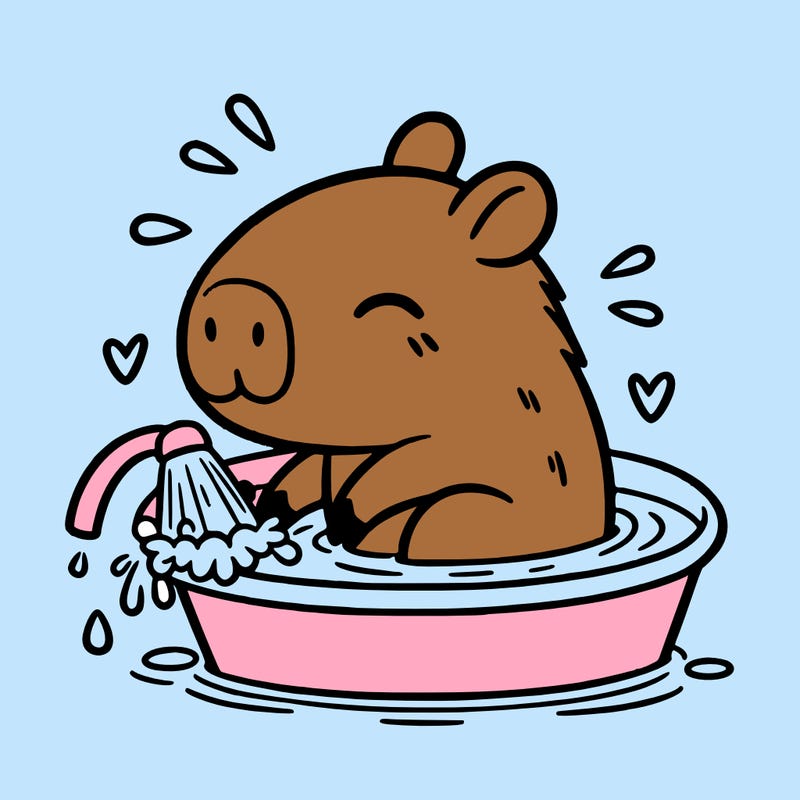 capybara taking a bath