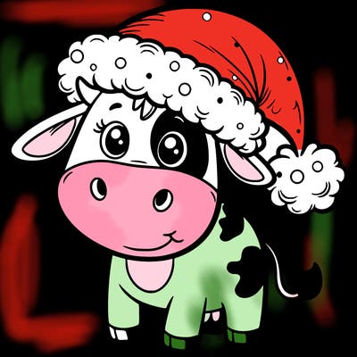 cow with santa hat