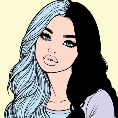 realistic girl with hair on her hair and lips