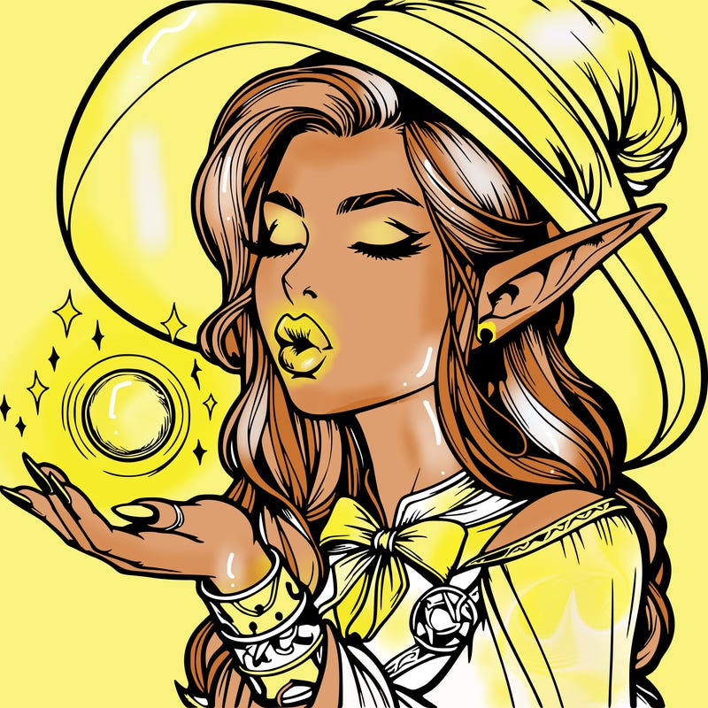realistic elf casting a spell with lips