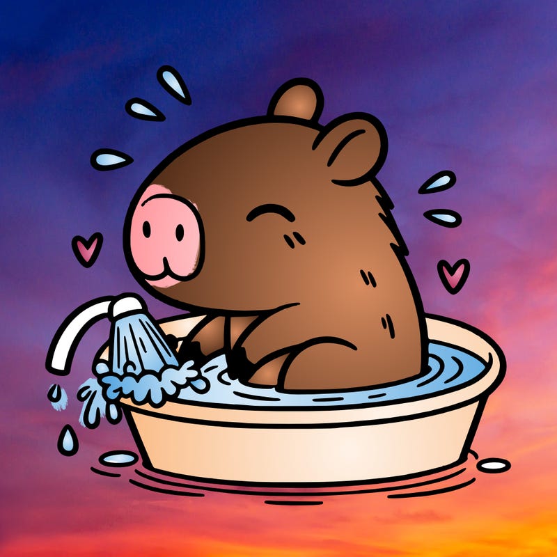 capybara taking a bath