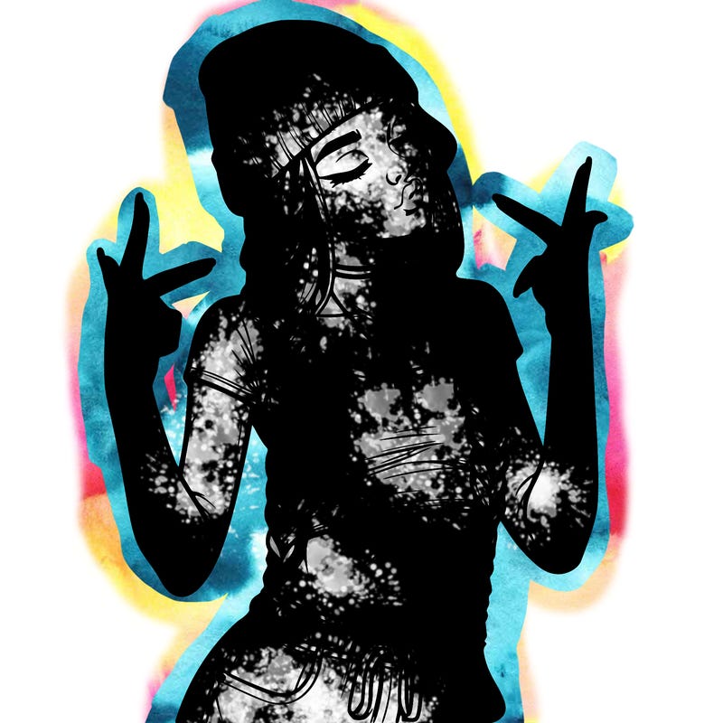 realistic teenage girl with braids and a beanie and crop top doing 🫶🏼