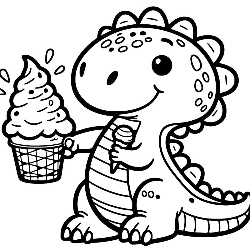 dinosaur with ice cream