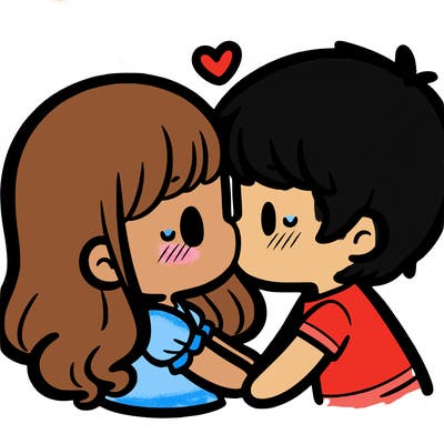 a girl and a boy kissing