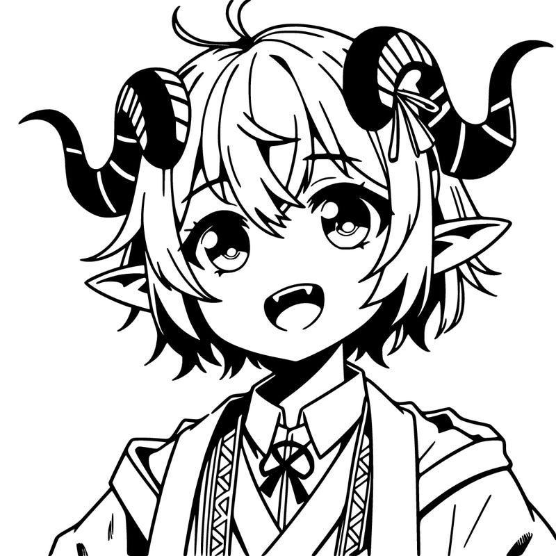 anime girl with horns