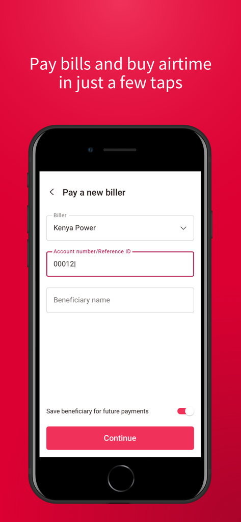 Timiza - Timiza mobile app interface showing a bill payment screen for Kenya Power