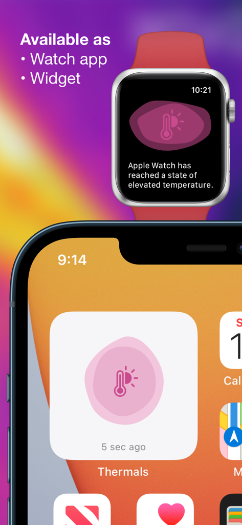 Thermals - La aplicación Thermals muestra la temperatura del dispositivo en el Apple Watch y un widget del iPhone