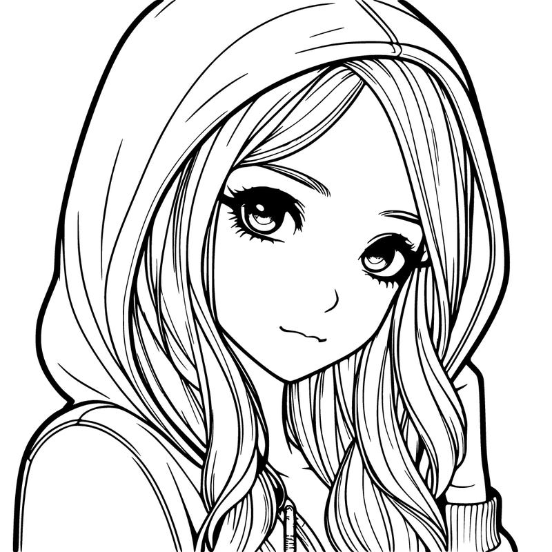 realistic adult girl with hoodie on