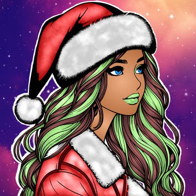 realistic girl in santa hat