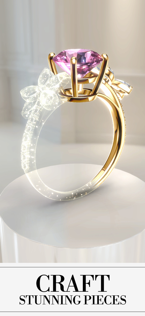 GFAL Diamond Dreams Match - A luxurious gold ring with a sparkling pink gemstone and butterfly design from Diamond Dreams Match