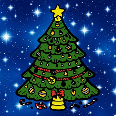 christmas tree with lots of details