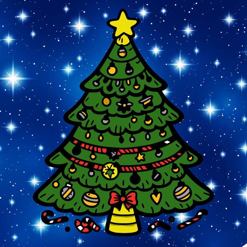 christmas tree with lots of details