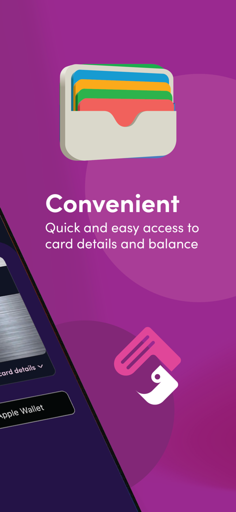 MyCardWallet app interface highlighting easy access to card details and balance