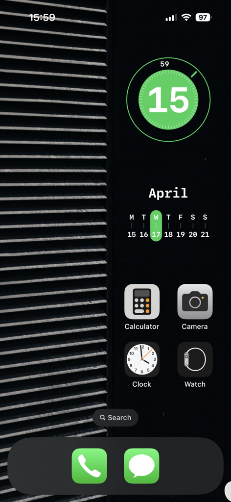 Blank Widget Transparent Space - Customized iPhone home screen using blank widgets to create a minimalist dark aesthetic