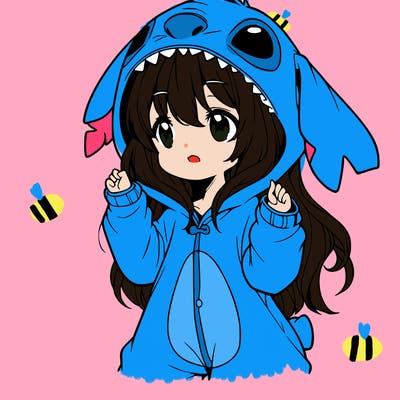 anime girl in a stitch onsie
