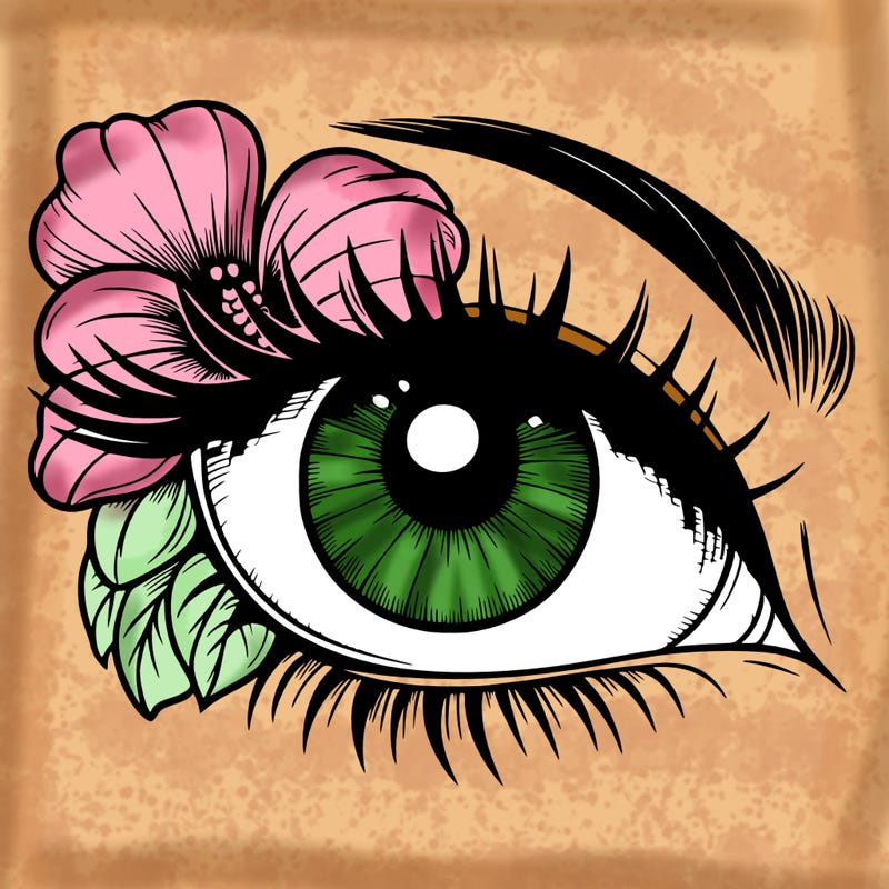 realistic eye with flower