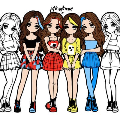 a group of girls realistic