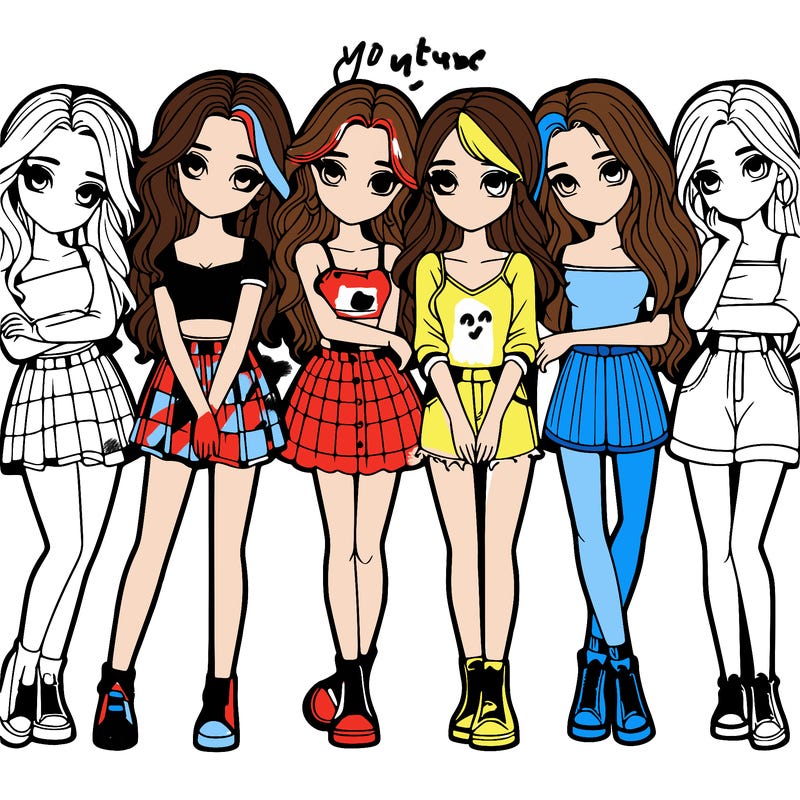 a group of girls realistic