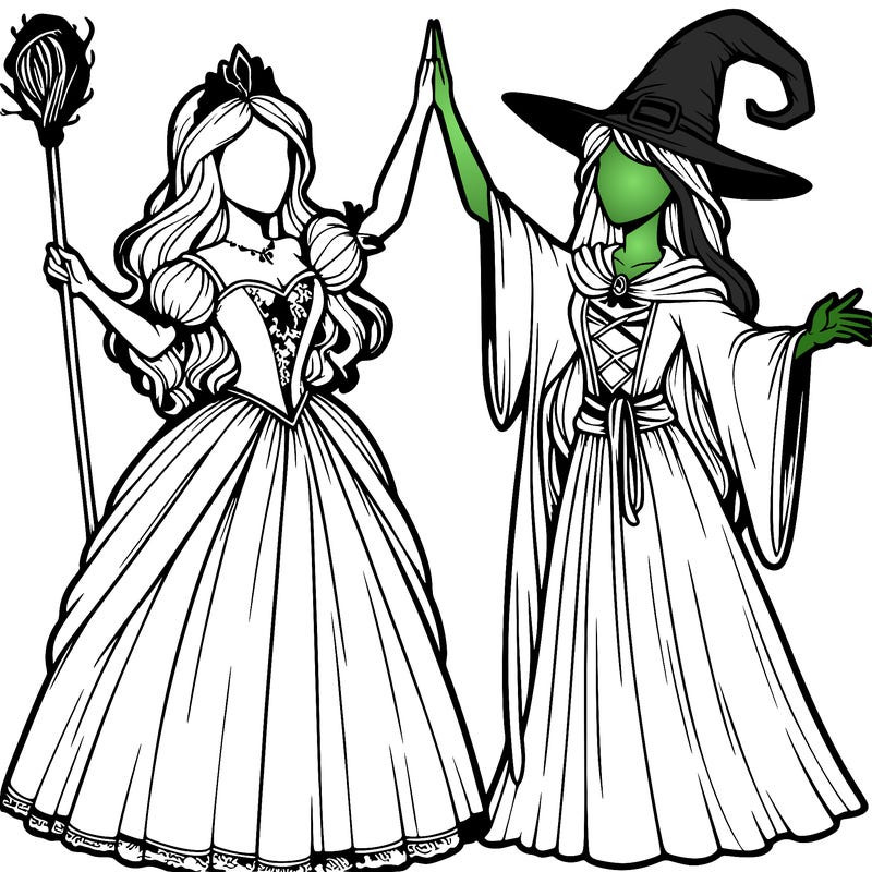 detailed realistic split of a princess and a witch