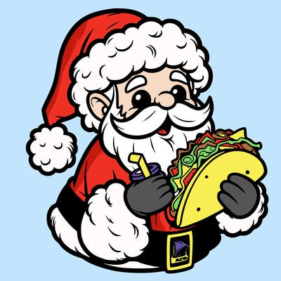 santa eating taco bell
