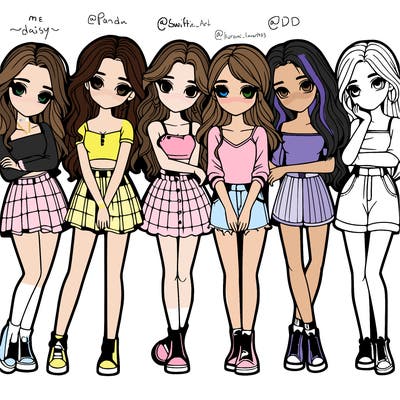 a group of girls realistic