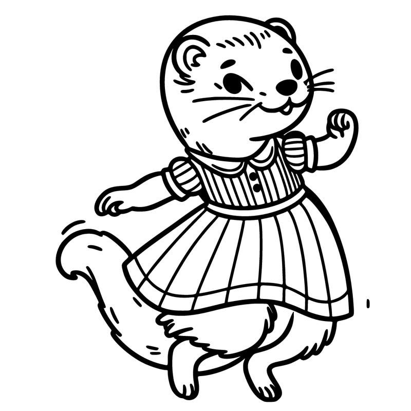 dancing preppy ferret with a dress